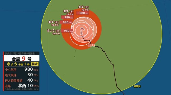 【台風9号】小笠原諸島に接近、停滞へ…長引く暴風と7メートルの高波、大雨に警戒【雨と風のシミュレーション】31日にかけ暴風や大雨が続く見込み|TBS NEWS DIG