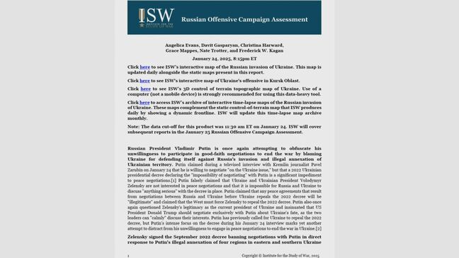 米戦略研究所が分析　プーチン大統領「ウクライナと対話せずともトランプ大統領と“現実的”議論できると示唆」|TBS NEWS DIG