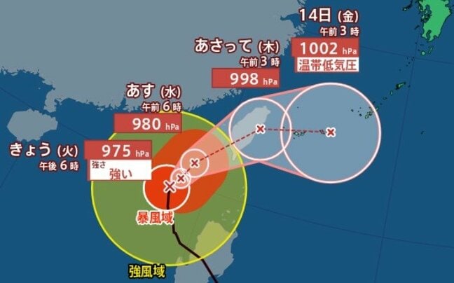 【台風情報】台風26号(フォンウォン)“ゆっくり” 北上から “右回り” 続けて “沖縄の南” へ 14日には温帯低気圧に変わる見込み【雨と風のシミュレーション】|TBS NEWS DIG