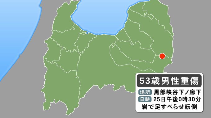 北アルプス黒部峡谷で53歳男性が転倒 　右足骨折の重傷で4時間半後にヘリが救助　富山|TBS NEWS DIG