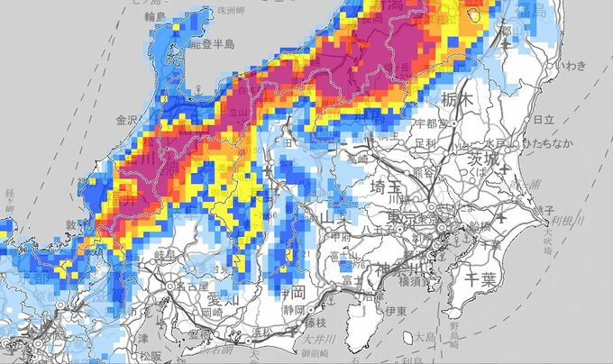 【大雪情報】長野県や関東北部は19日夜遅くにかけて大雪となる所が　関東北部50㎝甲信40㎝（19日夕方まで多い所・午後5時更新）交通障害に注意・警戒、なだれにも注意を【雪と雨のシミュレーション】|TBS NEWS DIG