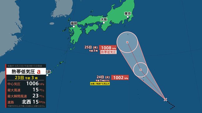 台風に発達か　台風のたまご＝熱帯低気圧が北上中　関東・東京へ接近前に再び熱帯低気圧へ変わる見込み【気象庁・台風情報】|TBS NEWS DIG