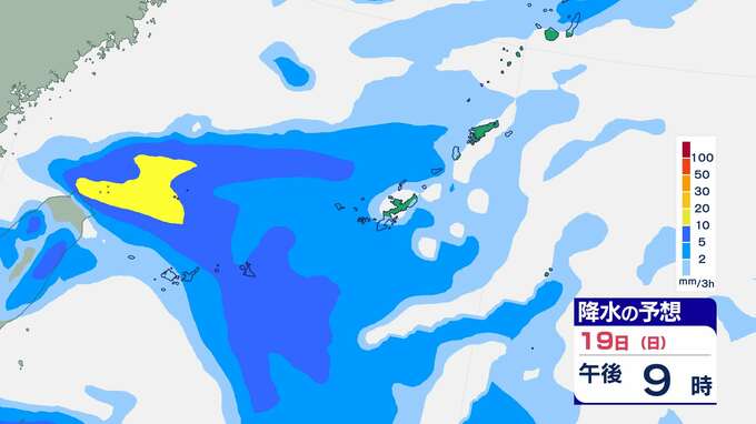 多いところで1時間に30mmの降雨予想　20日にかけて落雷や竜巻に注意　湿った空気の影響で大気の状態が非常に不安定に　沖縄地方【雨と風のシミュレーション】　|　富山のニュース｜天気・防災｜チューリップテレビ