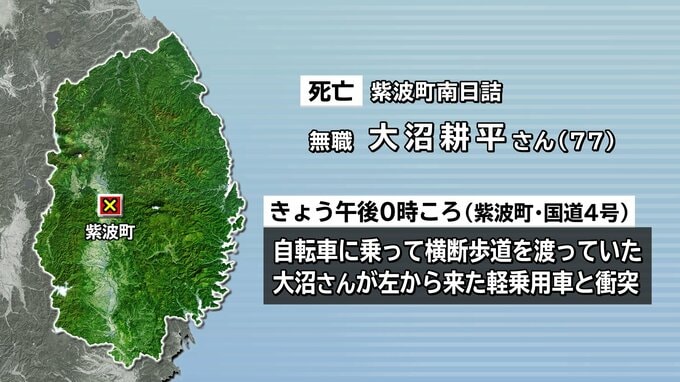 国道4号を渡っていた自転車の77歳男性が軽乗用車と衝突して死亡　現場は信号機のある交差点　岩手・紫波町|TBS NEWS DIG