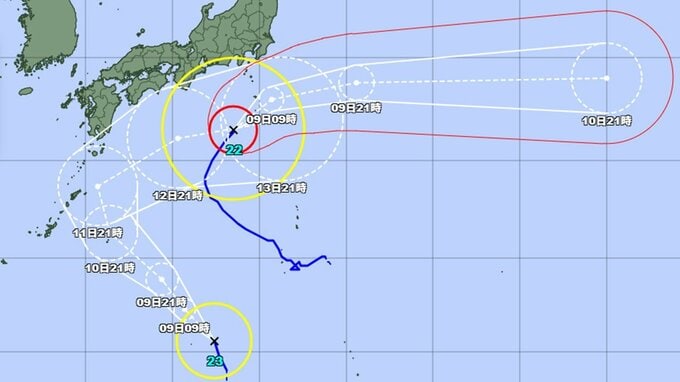 台風22号・23号情報　22号は最大瞬間風速70メートルで伊豆諸島直撃　23号は同じコースを進む予想　今後の進路と勢力は？気象庁発表データで”ダブル台風”を詳しく|TBS NEWS DIG