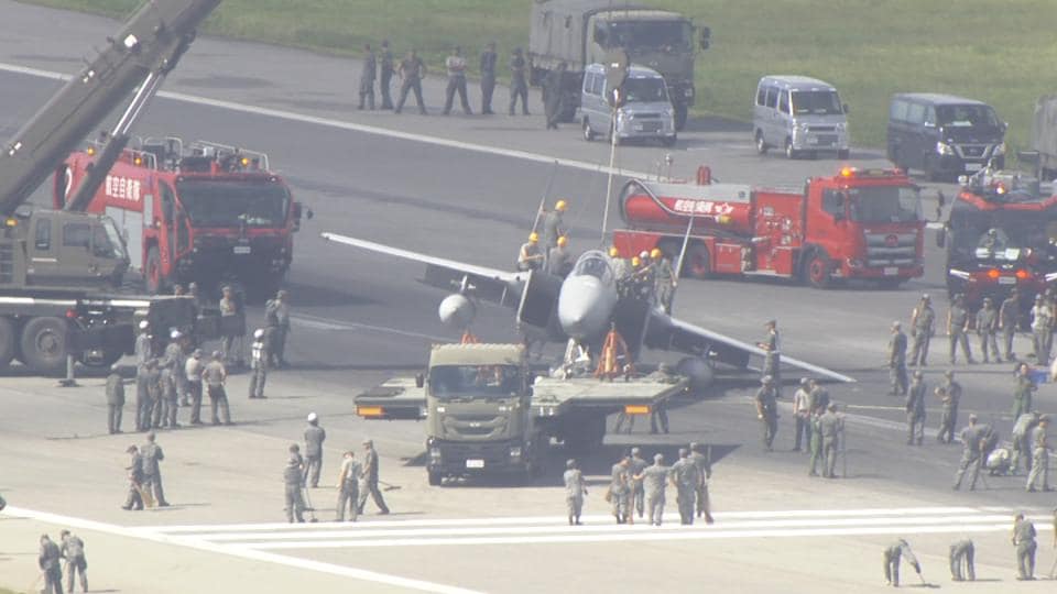 着陸失敗の空自F15戦闘機は領空侵犯警戒から帰投、ミサイル搭載　県は原因究明など要請へ