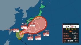 【台風情報】台風26号（スリゲ）強い勢力で沖縄本島に接近（27日午前3時現在）【雨風シミュレーション（26日～10月2日）】|TBS NEWS DIG