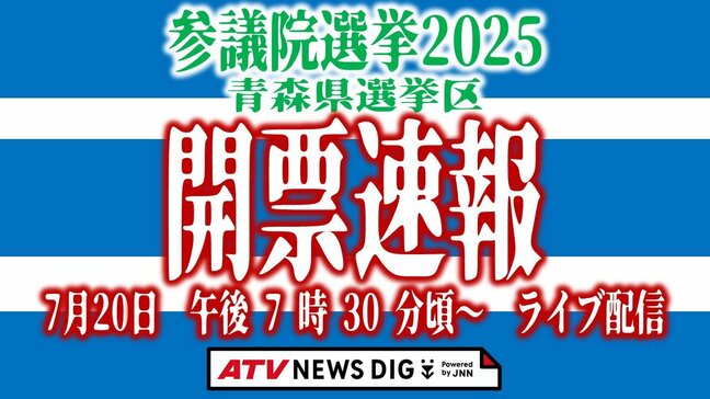 【LIVE】参議院選挙2025 青森県選挙区 開票速報 (ライブ配信：7月20日（日）午後7時30分頃～）【参院選2025】|TBS NEWS DIG
