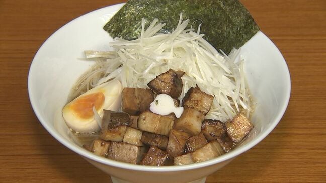 米子城跡の“タイ石”も乗っている　「牛骨米子城ラーメン」お披露目　大雪で被害を受けた「雪かぶりねぎ」で大山を表現|TBS NEWS DIG