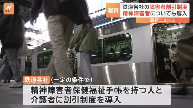 精神障害者にも鉄道運賃の割引制度を導入へ　JR各社・大手私鉄の多くは未導入|TBS NEWS DIG