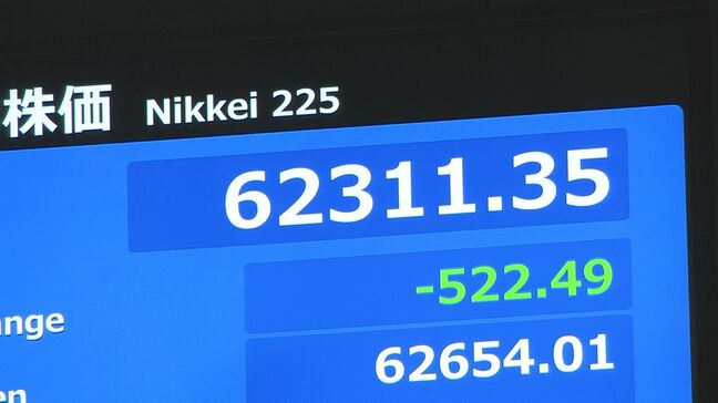 日経平均株価 一時500円超の下落　AI・半導体関連株中心に利益確定売り|TBS NEWS DIG