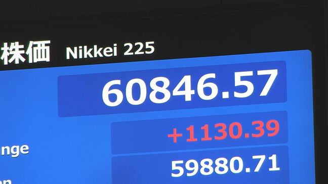 【速報】日経平均株価 一時1100円超の上昇 再び6万円台をつけ取引時間中の最高値更新|TBS NEWS DIG