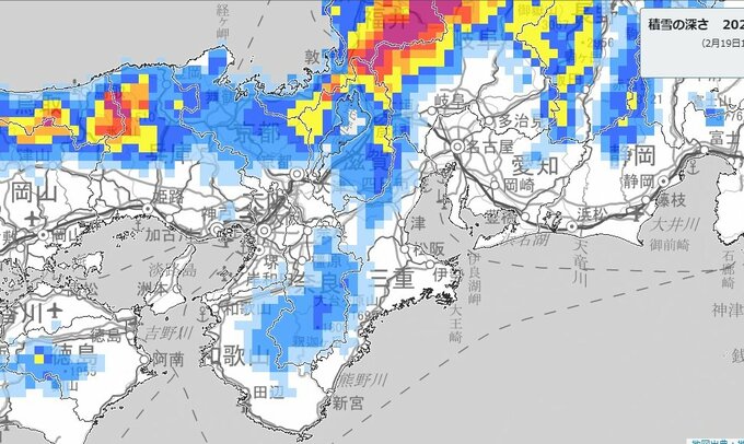 【嵐の使者】東海、近畿にも雪雲流れ込む　三重・滋賀・京都でも積雪　交通機関の乱れ路面凍結に注意【雪と雨のシミュレーション】上空5500メートルに36℃以下の寒気　|　富山のニュース｜天気・防災｜チューリップテレビ