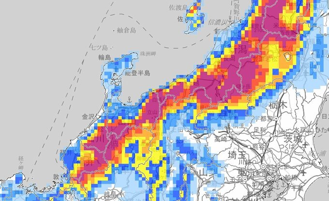 【大雪情報】北陸地方18～19日にかけて大雪となる所…富山・新潟は18日夕方まで70㎝、19日夕方までさらに70㎝の降雪予想　交通障害に注意・警戒【雪と雨のシミュレーション】警報級の大雪となる可能性|TBS NEWS DIG