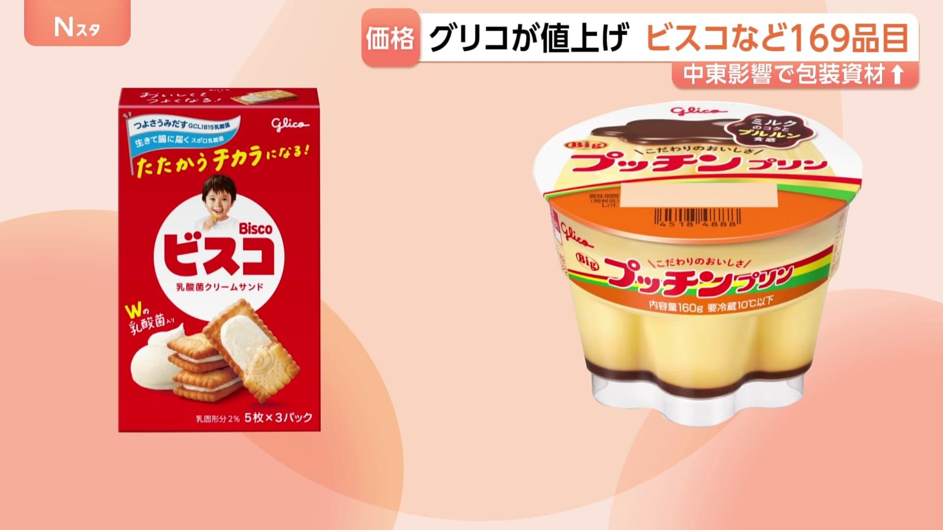 ビスコ」「プッチンプリン」など169品目値上げ 江崎グリコ 中東情勢の