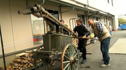 約100年前の「手押し式の消火ポンプ」が里帰り なぜ建設会社で保管