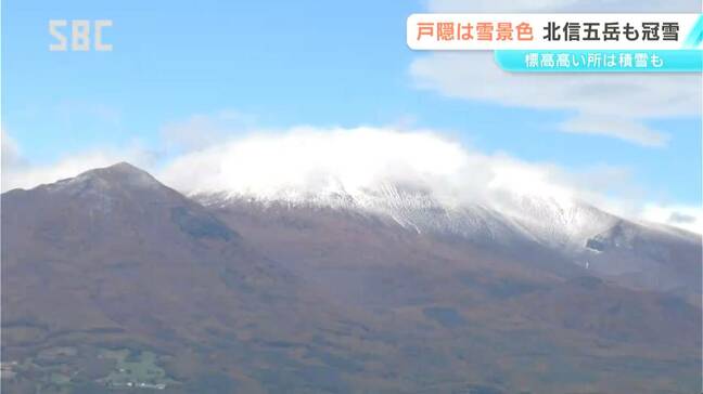 「ここまで寒いとは思わなかった」長野市戸隠で紅葉に雪 浅間山や志賀高原横手山など山岳が雪化粧|TBS NEWS DIG