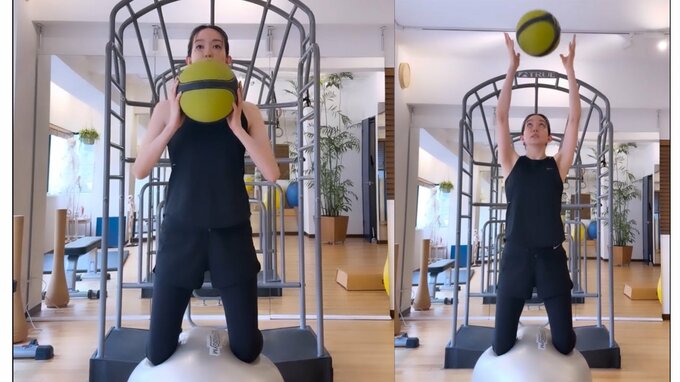 【 松島花 】バランスボールのトレーニングで驚きの体幹を披露　ファンからも「いつも感心する素晴らしい体幹」|TBS NEWS DIG