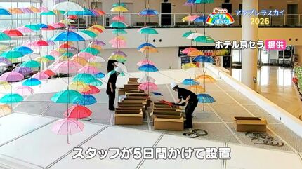 梅雨をカラフルに！1400本の傘アート「アンブレラスカイ」霧島市