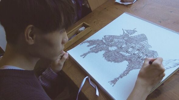 【0.1㎜のペンで描く空想の世界】自閉症の画家・翔一朗さん「人と比べるんじゃなくて みんな自分の個性を伸ばして」【岡山・津山市】 | 岡山・香川のニュース | 天気 | RSK山陽放送