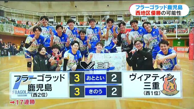 Vリーグ・フラーゴラッド鹿児島　首位三重に勝ち17連勝！　西地区優勝へ最終戦に望み　|　鹿児島のニュース｜MBC NEWS｜南日本放送