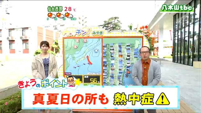「気温高く真夏日の所も 湿気多いため熱中症に注意」宮城の天気 tbc気象台 6日|TBS NEWS DIG