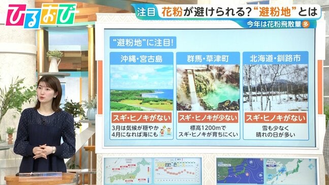 花粉が避けられる“避粉地”とは？北海道・沖縄以外に「草津温泉」も【ひるおび】|TBS NEWS DIG