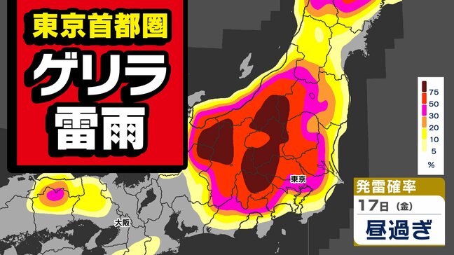 【東京首都圏】ゲリラ雷雨発生 今夜遅くまで「非常に激しい雨」おそれ【雨・発雷確率シミュレーション / 3連休の天気予報】気象庁「気象解説情報」|TBS NEWS DIG