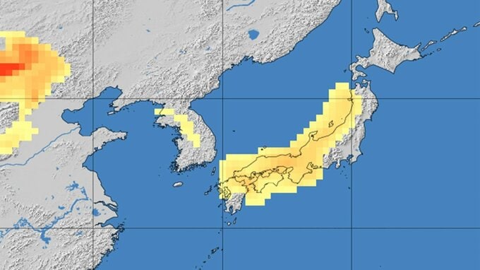黄砂情報　26日は本州全域に飛来か　24日～25日は西日本中心が飛来エリアに　どこに飛んでくるかを画像で確認　気象庁発表|TBS NEWS DIG