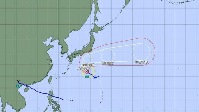 【台風情報】関東地方や東海地方に接近の可能性...台風22号(ハーロン)は今後急カーブし"非常に強い" 勢力となり東へ　最大瞬間風速65メートル予報　このあとの勢力と進路を詳しく　今後の天気を画像で　気象庁|TBS NEWS DIG