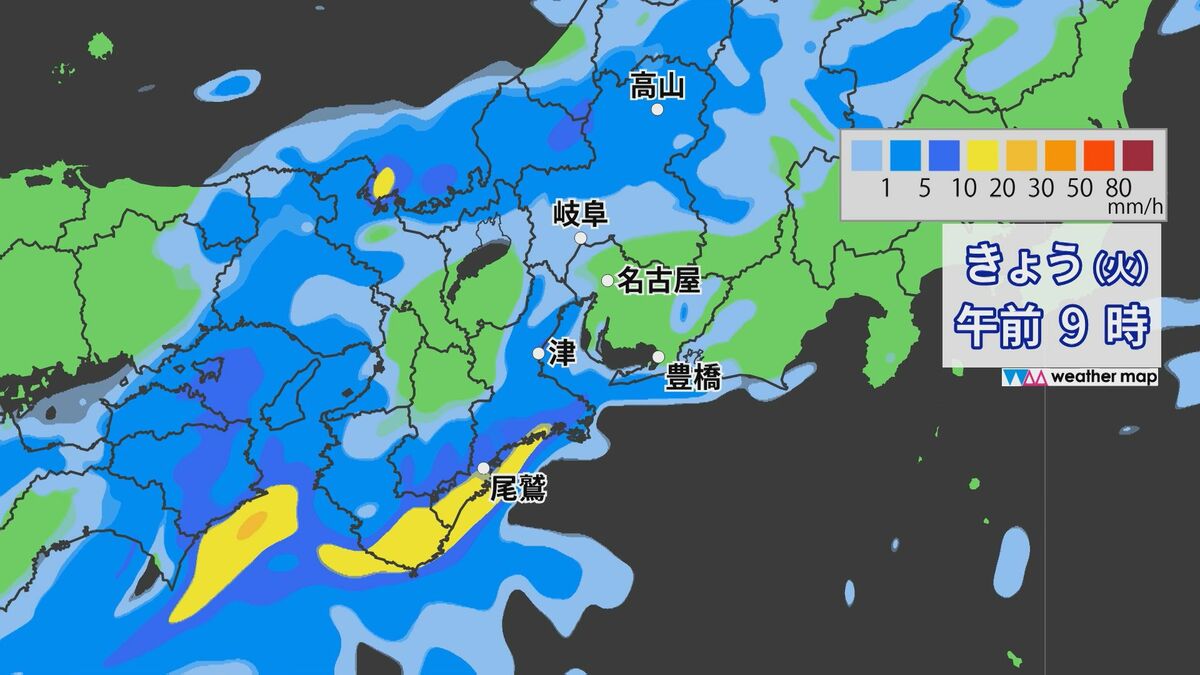 愛知・岐阜・三重で線状降水帯発生の恐れ…8日昼過ぎから非常に激しい雨 土砂災害などに注意・警戒を
