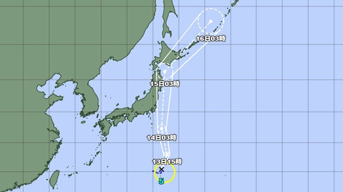 【台風情報】台風5号（ナーリー）はゆっくり北上し関東接近、その後東北地方に上陸の可能性も　最大瞬間風速35メートル程度まで発達の見込み　このあとの進路と勢力掲載　気象庁　|　山形のニュース│TUYテレビユー山形