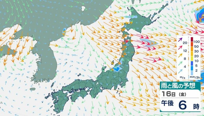 【気象情報】北陸地方 上空5500メートルにマイナス25℃以下の寒気　16日夕方まで局地的な積乱雲、落雷・竜巻のおそれ【雨と風のシミュレーション】　|　富山のニュース｜天気・防災｜チューリップテレビ