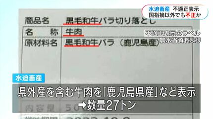 水迫畜産 不適正表示 農水省指摘の期間以外でも違反の可能性視野に捜査