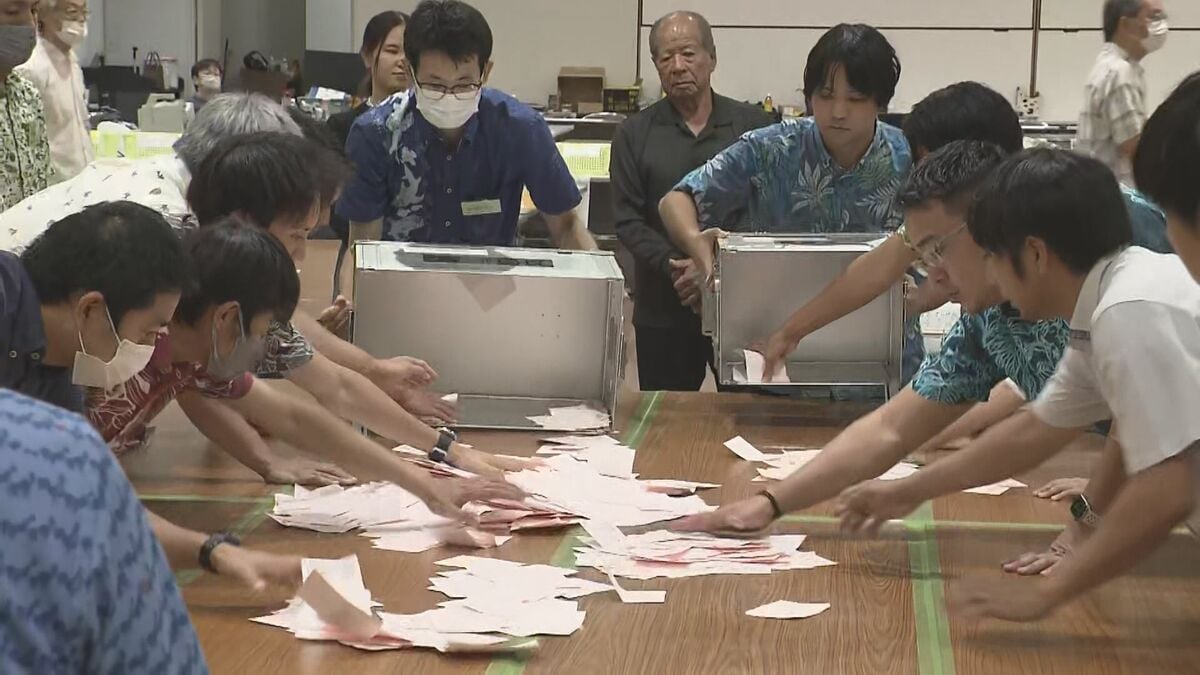 【速報】南城市議選の開票作業始まる 最終投票率は58.12% 前回選挙より9.81ポイント下回る 市政継続の是非が焦点 