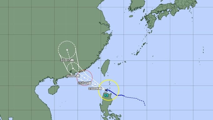 【台風情報】台風12号(ノウル)は今どこに？ 今後の勢力・進路はどうなる？ 現在時速35kmの速さで西北西へ進む　最大瞬間風速50メートル予想　全国の天気を画像で　気象庁　|　山形のニュース│TUYテレビユー山形