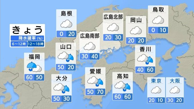 【きょう6/26(水) 広島天気】厚い雲広がり沿岸部では小雨も　夜には広く雨が降り出す　|　RCC NEWS | 広島ニュース | RCC中国放送
