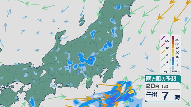 関東甲信20日夜は「突然の非常に激しい雨」も 大気の状態非常に不安定に 土砂災害などに警戒を 雨と風シミュレーション|TBS NEWS DIG