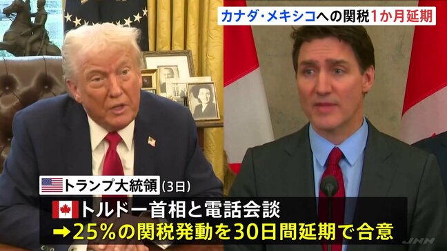 “トランプ関税”、メキシコ・カナダへの発動を“1か月延期”　カナダ側は「フェンタニル」への対策強化|TBS NEWS DIG