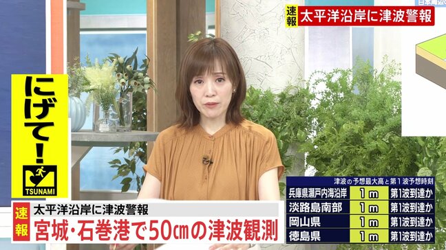 太平洋沿岸の広い地域に津波警報　宮城・石巻港で50センチの津波観測　カムチャツカ半島付近を震源とする巨大地震 M8.8|TBS NEWS DIG