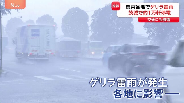 関東各地でゲリラ雷雨に　茨城・土浦市中心に約1万軒が停電　低い土地の浸水や河川の増水、氾濫など警戒を|TBS NEWS DIG