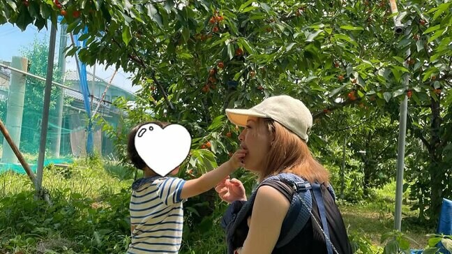 【 新井恵理那 】　「見つけられたとき嬉しかったなー」　季節終盤のさくらんぼ狩りに挑戦　家族と山梨の旅満喫　富士山を望む温泉で締めくくり|TBS NEWS DIG