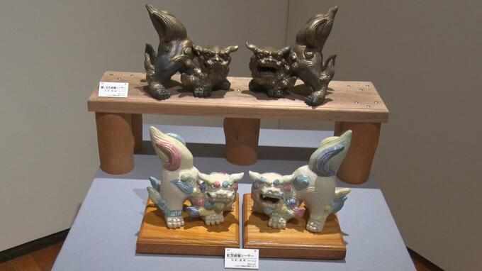 ピンクや黄色の華やかなシーサーも 今月23日まで開催 読谷やちむん展 村内42の窯元で制作された93点がずらり|TBS NEWS DIG