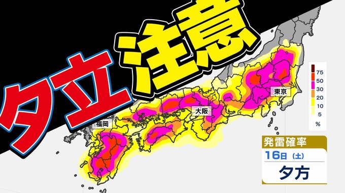 【雷雨に注意】お盆休み終盤  天気の急変  突然の雨「雨はいつどこで？」行楽地では特に注意【雨と発雷確率のシミュレーション１５日（土）～１８日（月）】|TBS NEWS DIG