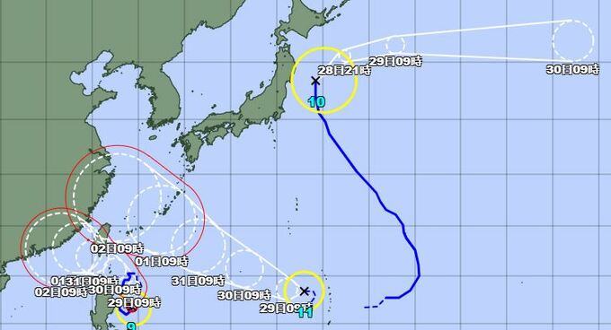 【台風情報進路予想】台風11号が発生　9月1日ごろから沖縄に接近か　9号・10号と合わせトリプル台風に（28日正午現在)|TBS NEWS DIG