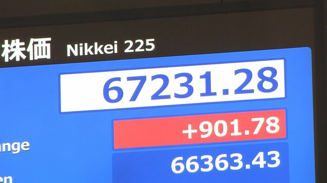 【速報】日経平均 史上初の6万7000円突破 一時900円以上値上がり 半導体関連株などがけん引も過熱感|TBS NEWS DIG