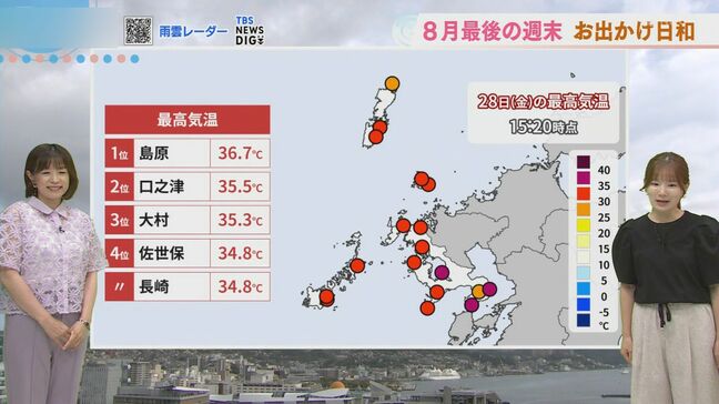 週末29日（土）30日（日曜）は「お出かけ日和」平地真菜気象予報士が解説する長崎県内の天気（2026年8月28日放送）|TBS NEWS DIG