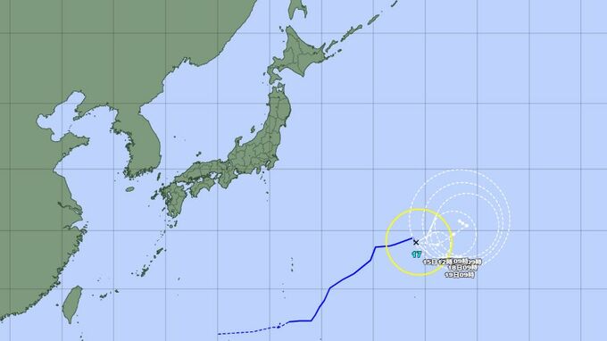【台風情報】台風17号(ナンカー)　南鳥島近海をゆっくり東に進む　この先もゆっくり→ほとんど停滞の見込み　日本との距離は？進路予想を進路図で詳しく　今後の全国の天気を画像で　気象庁　|　山形のニュース│TUYテレビユー山形