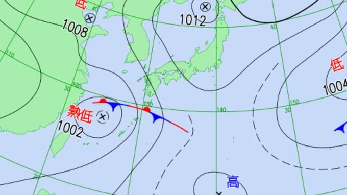【台風情報】新たな台風のたまご「熱帯低気圧」一時台風になる可能性も…台湾付近から日本に…1時間に20キロの速さで進む…気象情報に注意【気象庁 天気図】|TBS NEWS DIG