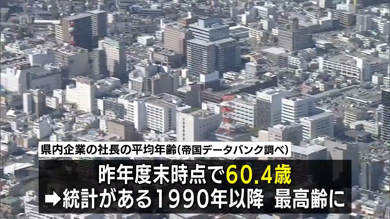 宮崎県の社長の平均年齢 過去最高の60．4歳 30年で5．8歳上昇